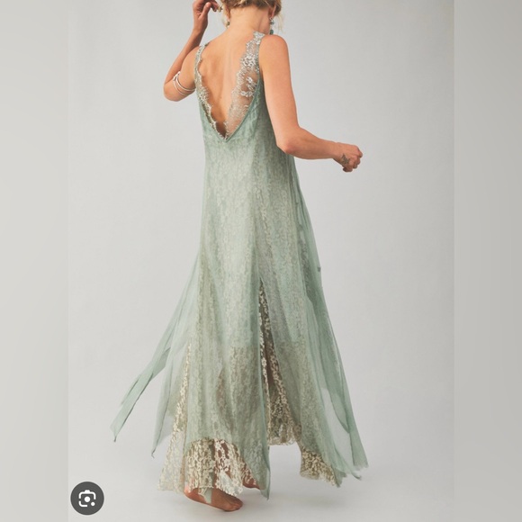 Free People Tea Dress with Lace in Ivory - Picture 6 of 6